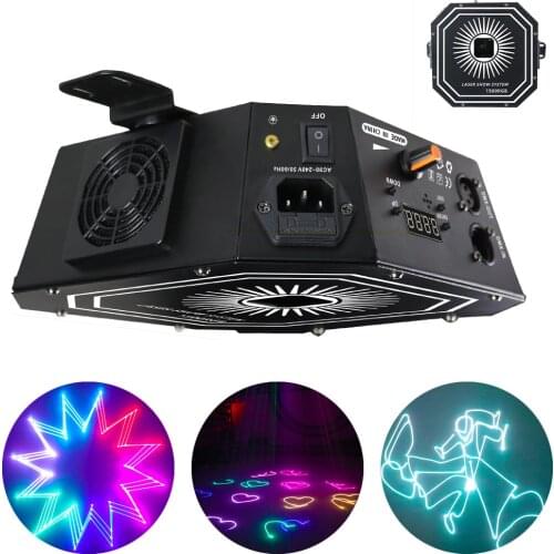 1.5W Upside Down Laser Light 256 Patterns Effect Lamp RGB Laser Scanning System Animation Laser Projector DJ Disco Christmas