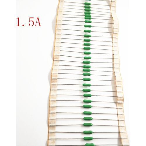 100pcs/LOT 1.5A 125V/250V 2.4*7mm Axial Lead Green Fuse 1.5A 2.4 x 7 Fast Blow PICO Resistance Fuse