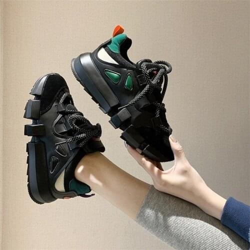 2020 Casual Shoes Women Chunky Sneakers zapatos de mujer Patchwork chaussures femme Leather Shoes Ladies paltform footwar U21-48