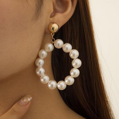 2021 Baroque Pearl Shaped Geometric Earrings Womens Simple Geometric Round Earrings Womens Earrings