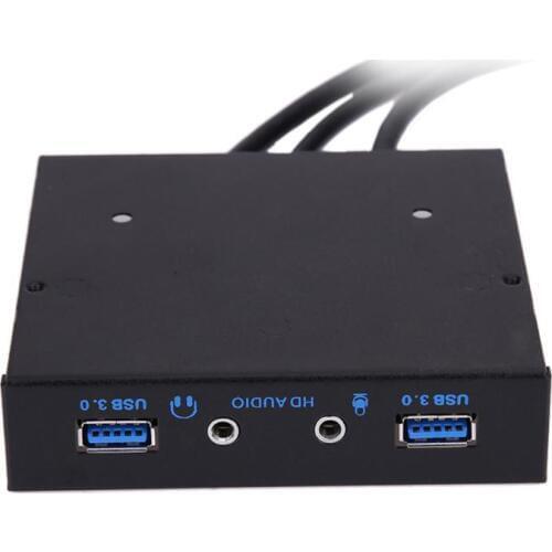 3.5 inch 20Pin to 2 USB 3.0 Port HUB HD Audio PC Floppy Expansion Front Panel add 2xUSB3.0-Port Hub and HD Audio Port to Desktop