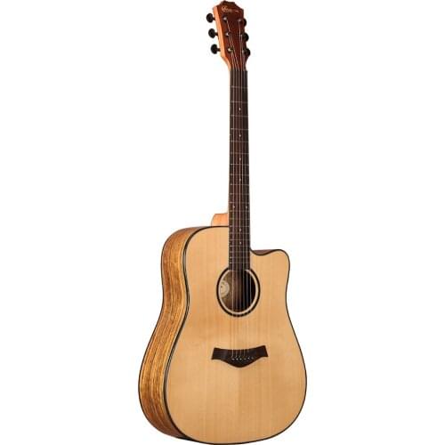 41 Inch Acoustic Guitar Folk Guitar Spruce Walnut Soild Wood Gloss Cutaway Guitar for Adults Beginners AGT366