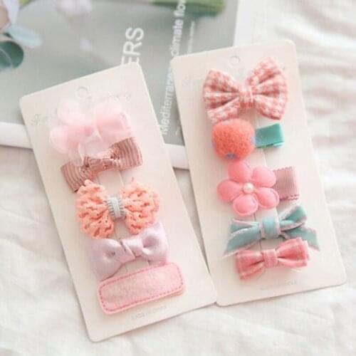 5 Pcs/Set Cute Bow Baby Girl Hair Clips Princess Crown Baby Hair Barrettes Kids Headwear Kawaii Hair Accessories For Girls