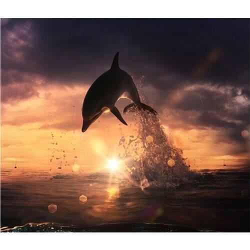 5D DIY Diamond Painting "Animal Dolphin Sea World" Embroidery Full Round Diamond Cross Stitch Rhinestone Mosaic Painting Decor