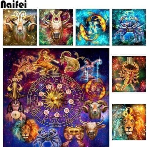 5D Diy diamond painting 12 zodiacal constellations full square/round diamond embroidery Rhinestone cross-stitch home decoration