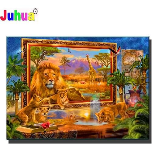 Diamond Painting"Abstract Lion Landscape"Cross Stitch Diamond Mosaic Picture Rhinestone Embroidery crystal Beaded Handicraft art