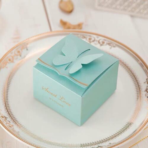 AVEBIEN 50pcs New Tiffany Blue Chocolate Candy Box Sweet Love Wedding Party Decorations Wedding Favors and Gift Boxes for Guest