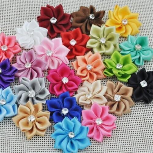 40pcs satin the ribbon flowers with the Appliques Craft DIY Wedding to pick A014