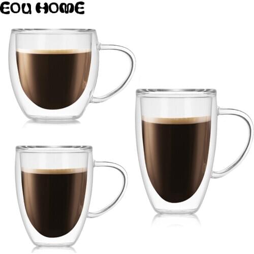 High Borosilicate Insulation Double Wall Glass Tea Coffee Milk Cocktail Mugs Insulated Clear Glasses Whiskey Drinkware