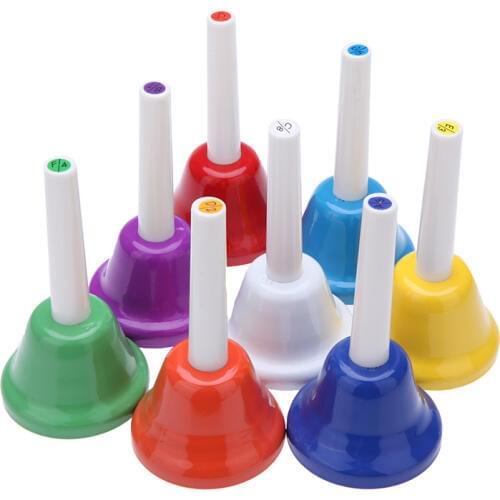 Handbell 8-Note Hand Bell Metal Colorful Orff Children Kid Musical Toy Percussion Instrument OF11