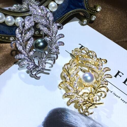MADALENA SARARA AAA Cubic Zircon Brooch Pin Copper Saltwater Pearl Fine Elegant For Women Jewelry BM-0029525