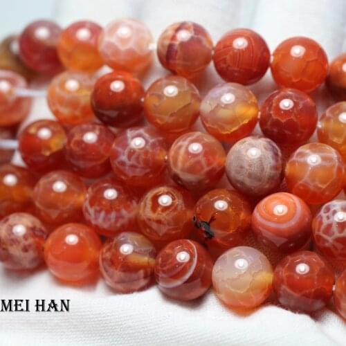 Meihan (1 strand) Free shipping natural fire agate 10mm smooth round loose beads for jewelry DIY making
