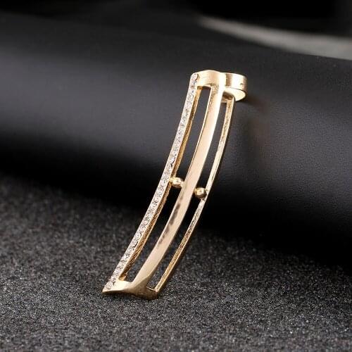 ZLDYOU Fashion Women Jewelry Gift Hollow Squear Ear Cuff Crystal Gold Silver Plated Earcuff Punk Zircon Zinc Alloy Clip Earrings