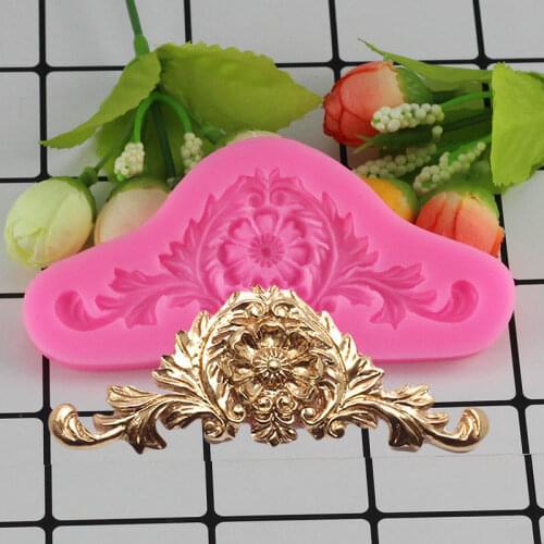 Mujiang 3D Baroque Crown Siliaone Molds Damask Scroll Wedding Fondant Cake Decorating Tools Cake Border Gumpaste Chocolate Mould