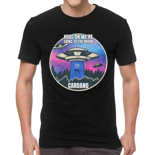 Cardano ADA HODL To The Moon UFO T Shirt Mens Cotton Print T-shirts Funny Tshirt Short Sleeve Funny Cryptocurrency Tees Tops