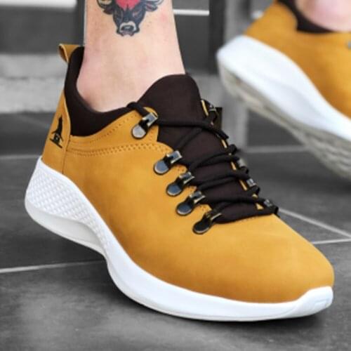 BA0601 Laced Casual Thick Sole Camel Yellow White Men 'S Sports Shoes Turkey Production Can Be Worn Everyday Elegant Design New Product