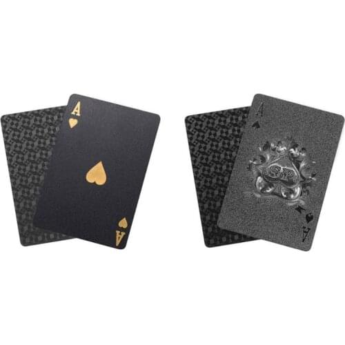 54pcs Waterproof PVC Pure Black Magic Box-packed Plastic Playing Cards Set Deck Poker Classic Magic Tricks Tool Dropshipping
