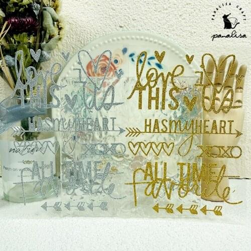 Panalisacraft 2 Styles Sentiments Glitter stickers Scrapbooking Creative Stickers for Cards Decor Handmade embellishment