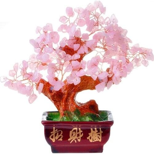 Natural powder crystal furnishings powder crystal lucky tree lucky crystal tree furnishings