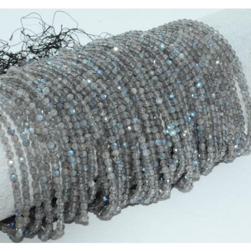 Natural Labradorite Faceted Round Beads 3mm, More Blue Flash