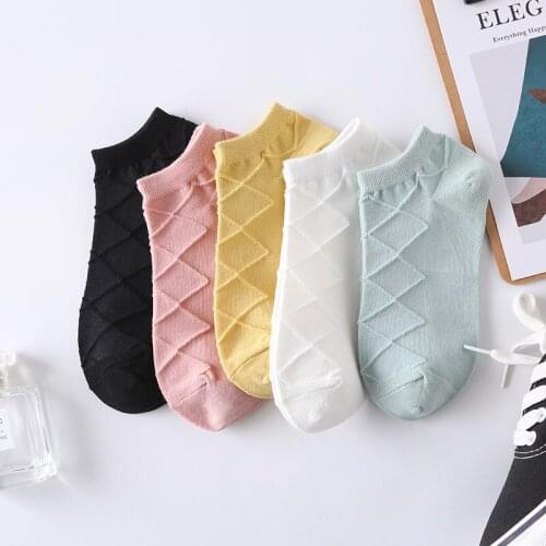 New Spring Summer Big Diamond Woman Socks Cotton Solid Color Pink Socks Women Harajuku Style Kawaii Calcetines Mujer 30702
