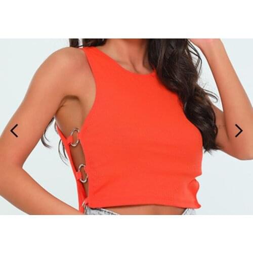 Orange sides ring women crop top blouse