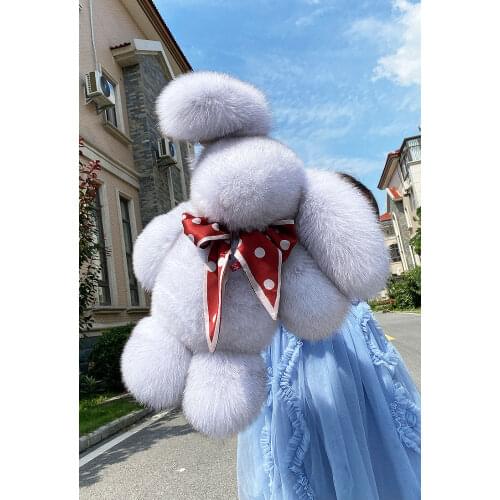 Lovely children doll was MAO whole skin fox fur super-sized custom long-eared plush rabbit rabbit doll