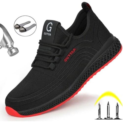LINLING Air Mesh Steel Toe Work Shoes Breathable Working Shoes Man Safety Lightweight Puncture-Proof Safety Boots Dropshipping