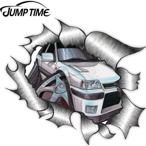 Jump Time Ripped Torn Metal Design For Retro Racing Car External Vinyl Car Sticker for Windows Bumper