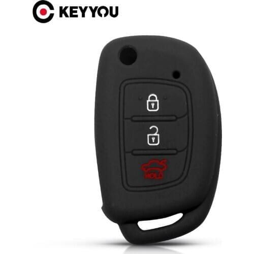 KEYYOU Silicone Car Key Case For Hyundai Elantra Tucson i40 i20 i10 iX35 iX45 Creta Santa fe H-1 Remote Fob 3 Buttons Cover