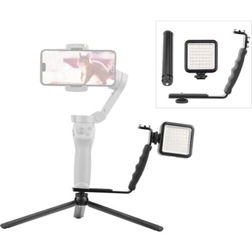 Folding Tripod Square Fill Light L-shaped Handheld Handle Bracket Kit for DJI OSMO Mobile 2/ 3 Gimbal Stabilizer Accessories