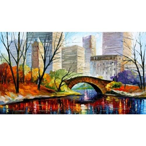 Contemporary art central park new york knife oil painting canvas beautiful landscape pictures for wall decor