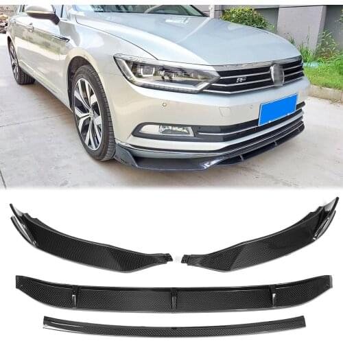 Black Carbon Fiber Look Front Bumper Lip Splitter Spoiler Body Kit For VW Volkswagen Passat Variant B8 2017-2018 Car Styling