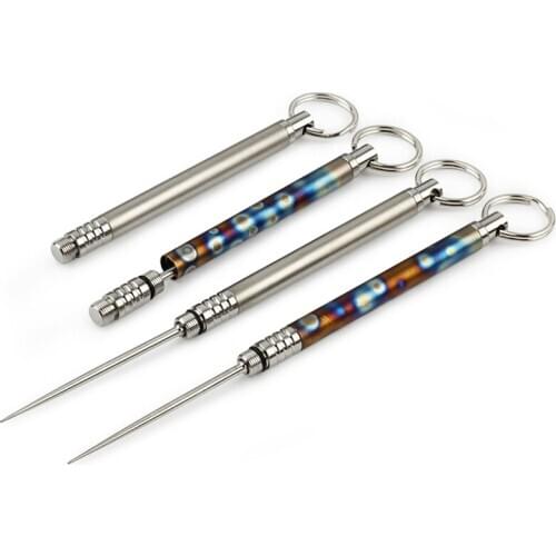 Flame Titanium Toothpick Multi Tools Fruit Fork Outdoor Lightweight Titanium Alloy Toothpick