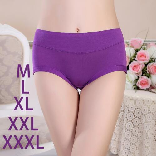 KJ136 Mid Waist Women Bamboo Fiber Solid Color Underwear Female Plus Size Seamless Breathable Panties Culotte Femme