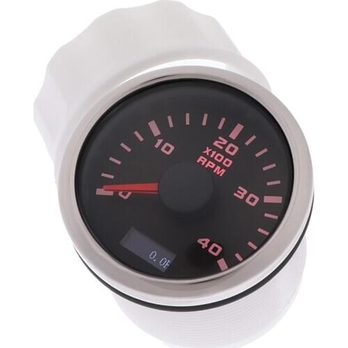 Universal 52mm Tachometer 4000 RPM Marine Tacho Meter with LCD Hourmeter With Red Backlight For Car Boat Yacht RV 12V/24V