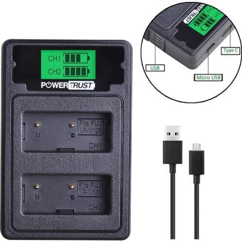 NP-W126 Battery Charger for Fujifilm NP-W126s, X100f X-A1 X-A2 X-A3 X-A5 X-A7 X-A10 X-A20 X-E1 X-E2 X-E2S X-E3 X-Pro1 X-Pro2