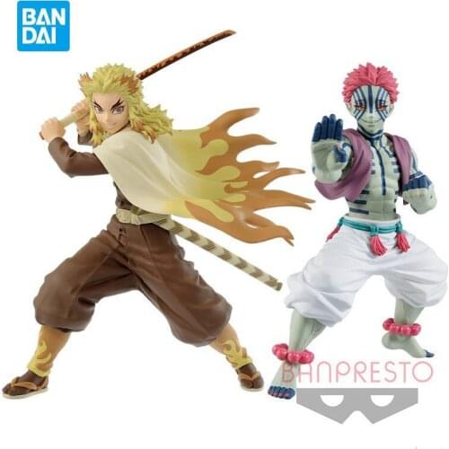 In Stock BANDAI Demon Slayer Rengoku Kyoujurou Akaza VIBRATION STARS Anime Figure Model Kids Toys for Boys Gift