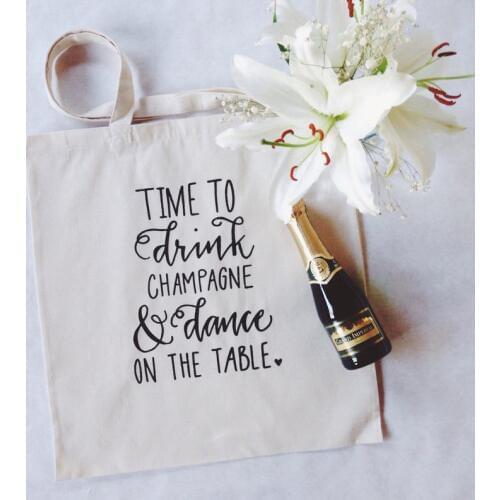 Time To Drink Champagne & Dance on the table bag Tote Fashion Travel Storage Zipper Unisex Celebration Pocket Bag Handbag
