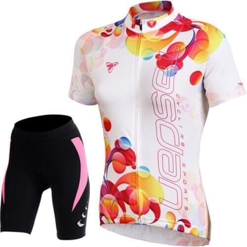Tasdan Womens Short Sleeve Cycling Jersey Sets Bike Wear Cycling Clothings Jerseys Shorts MTB Shorts Bicycle Parts
