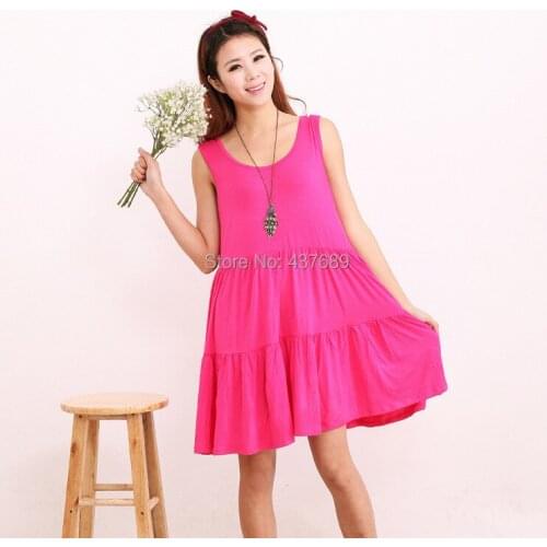 Women new soft comfortable cotton modal loose sleeveless Basic section big size big pendulum Solid color Bottoming vest dress