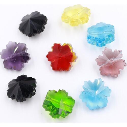 ZHUBI 20pcs/lot 14mm Crystal Glass Snow Flower Pendant With Vertical hole For Jewelry Making DIY Accessories and Decorations