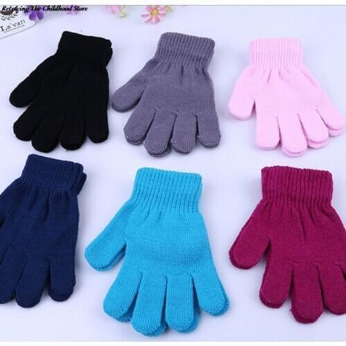 1 Pair Children Kids Magic Glove Mitten Girl Boy Kid Stretchy Winter Warm Knitted Gloves Random Color