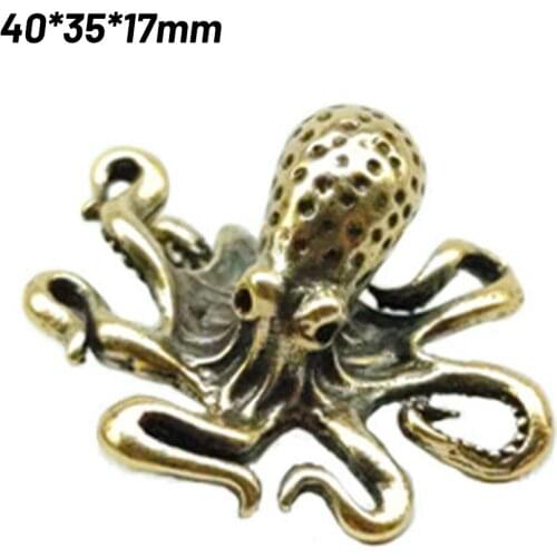 1pc Figurines Brass Octopus Octopus Ornaments Pure Copper Octopus Tea Ceremony Accessories Fine Workmanship 40*35*17mm