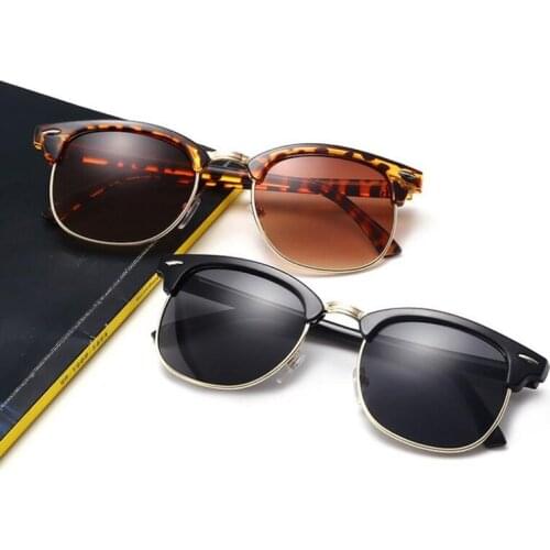 2020 Brand Designer Eyeglasses Mirror SunGlass Fashion Gafas De Sol Leopard Driving Sun glasses Half Metal Sunglasses Men Women