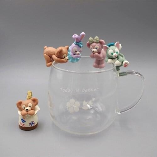 5PCS/lot 3-6cm Disney Duffy Stella painter cat cup edge decoration chip material cake decoration toys