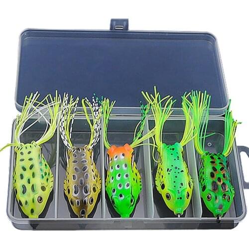 5Pc Lure Fishing Bait Fishing Snakehead Bass Jointed Trout Swim Bait Frog Super Frog Lure Bait Simulated Pond Fishing Crank Bait