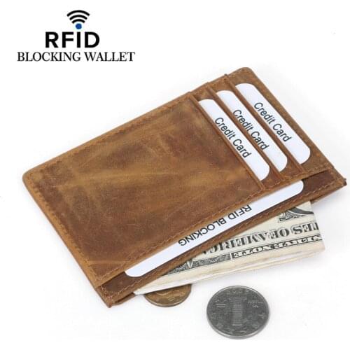Weduoduo New Men Card Holder 100% Genuine Leather Convenient ID Pocket Bank Credit Card Case Anti-magnetic Thin Card Wallet