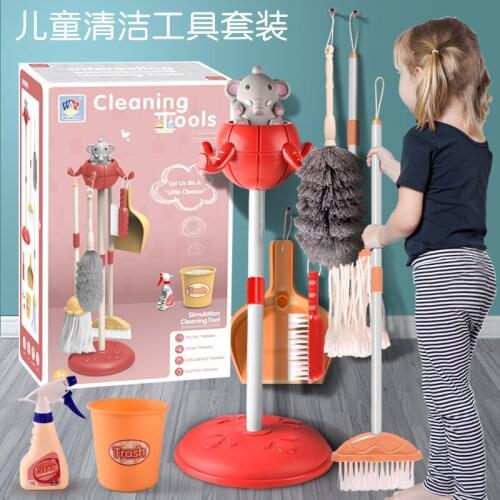 Childrens Simulation Mop, Broom and Dustpan House Cleaning Toys Set Girls Cleaning Tools Toys