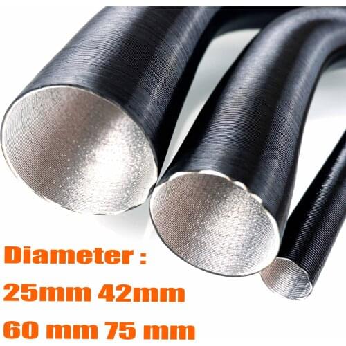 60mm Diameter 100-180cm Length Air Heater Duct Pipe Tube Hose Line Black Diesel Parking Heater For Webasto Eberspacher Propex